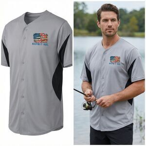 Augusta Sportswear Shirt Men's Jersey Gray 2XL KEEPIN IT REEL  Logo on Chest